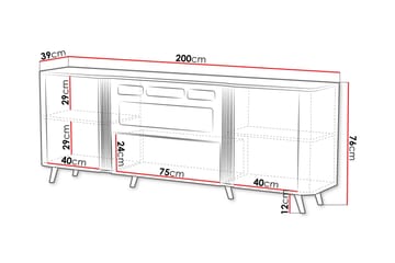 Clement Byrå 200 cm - Svart - Products - Inredning - Kaminer - Kamin utan skorsten - Elkamin