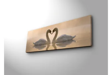 Stor Canvastavla 90x30 cm - Två svanar som formar ett hjärta med sina halsar - Vit / Beige - Products - Inredning - Tavlor & posters - Canvastavla