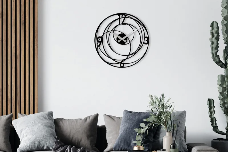 Achterdis Väggklocka Cirklar, Svart