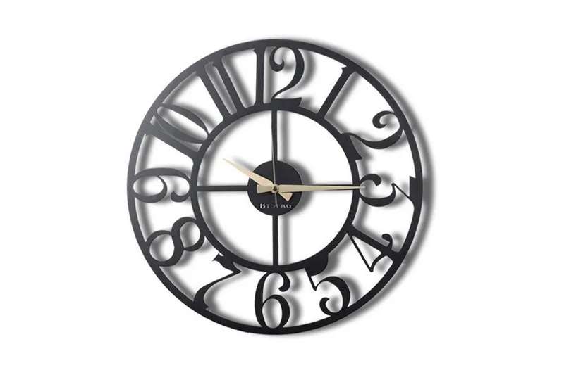 Dekorativ Metallväggklocka - Svart - Products - Inredning - Väggdekor - Väggklocka & väggur