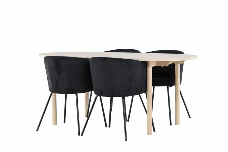 Andy Matgrupp 180 cm Oval med 4 Berit stolar - Whitewash/Svart - Products - Möbler - Bord & matgrupp - Matgrupp