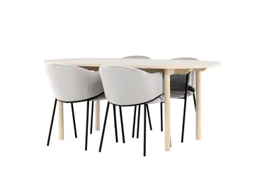 Andy Matgrupp 180 cm Oval med 4 Evelina stolar - Whitewash/Grå - Products - Möbler - Bord & matgrupp - Matgrupp