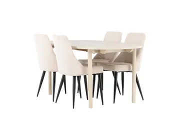 Andy Matgrupp 180 cm Oval med 4 Leone stolar - Whitewash/Beige - Products - Möbler - Bord & matgrupp - Matgrupp
