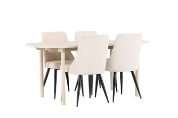 Andy Matgrupp 180 cm Oval med 4 Leone stolar - Whitewash/Beige - Products - Möbler - Bord & matgrupp - Matgrupp