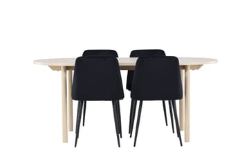 Andy Matgrupp 180 cm Oval med 4 Night stolar - Whitewash/Svart - Products - Möbler - Bord & matgrupp - Matgrupp