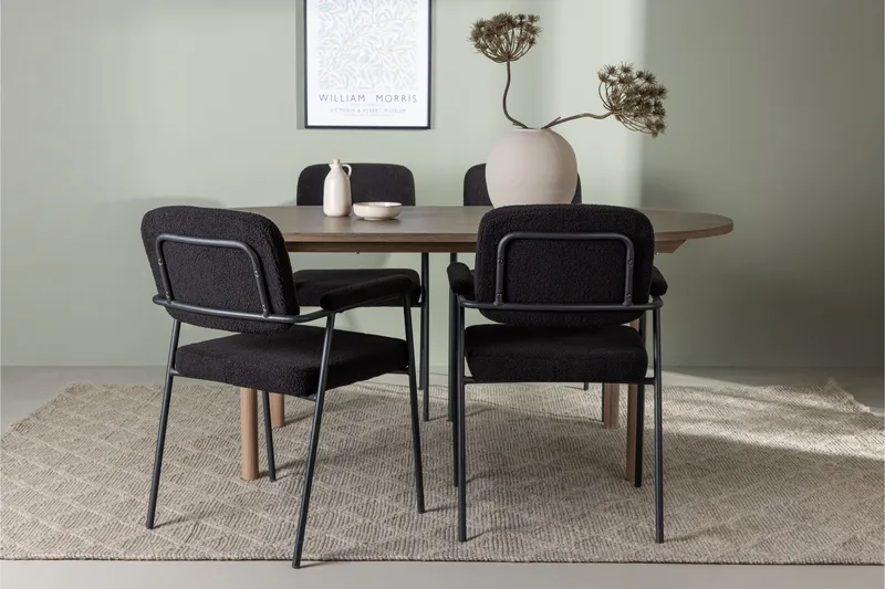 Andy Matgrupp 180 cm Oval med 4 Yesterday stolar - Svart - Products - Möbler - Bord & matgrupp - Matgrupp