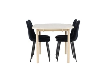 Andy Matgrupp 180 cm Oval med 4 Polar stolar - Whitewash/Svart - Products - Möbler - Bord & matgrupp - Matgrupp