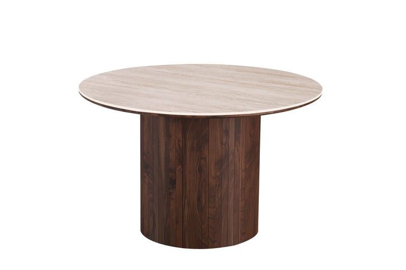 Arvo Matgrupp runt 120 cm Travertin med 4 Ronja Matstolar - Valnöt - Products - Möbler - Bord & matgrupp - Matgrupp