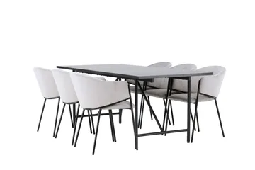 Astrid Matgrupp 200 cm Rektangulär med 6 Evelina stolar - Svart - Products - Möbler - Bord & matgrupp - Matgrupp