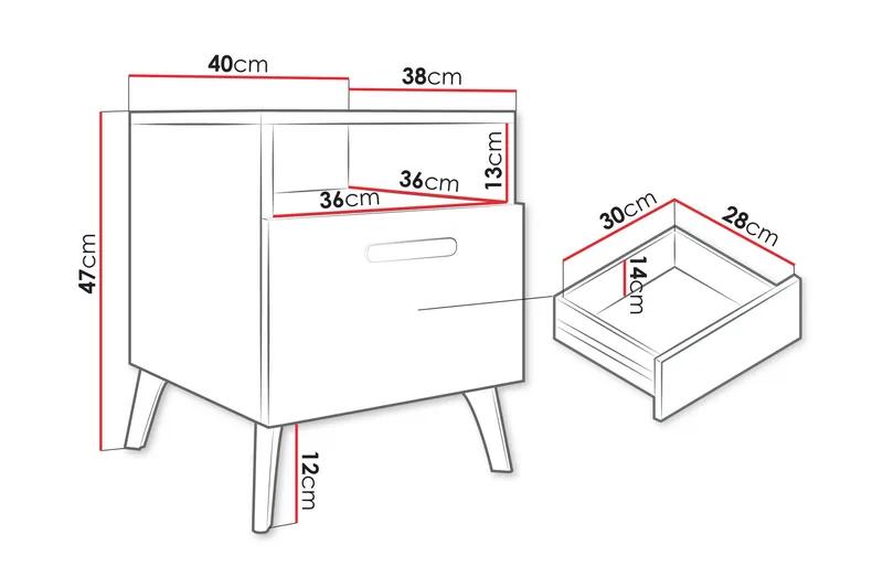 Akihiko Sängbord 40 cm - Cashmere - Products - Möbler - Bord & matgrupp - Avlastningsbord & sidobord - Sängbord & nattduksbord