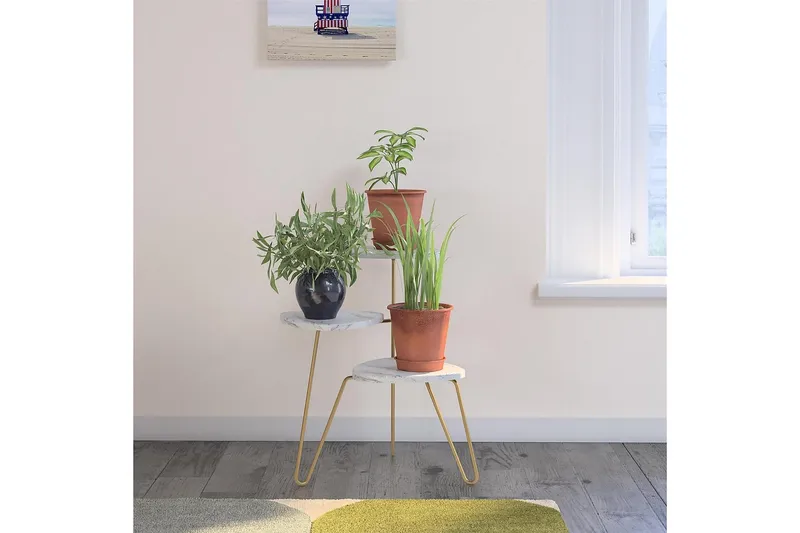 Athena Sidobord 55 cm Marmorlook/Vit/Mässing - Novogratz - Products - Möbler - Bord & matgrupp - Avlastningsbord & sidobord - Brickbord & småbord