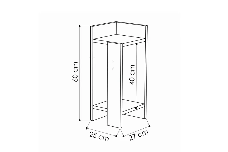 Decorta Sängbord 27 cm med Förvaring Hyllor Vänster - Grå/Brun - Products - Möbler - Bord & matgrupp - Avlastningsbord & sidobord - Sängbord & nattduksbord