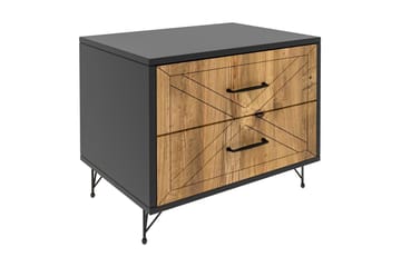 Myrvallen Sängbord 50 cm med Förvaring 2 Lådor - Grå/Brun - Products - Möbler - Bord & matgrupp - Avlastningsbord & sidobord - Sängbord & nattduksbord