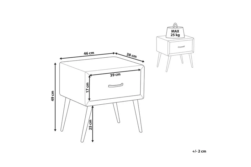 Sängbord Flayat Beige, guld, roséguld - Beige, guld, roséguld - Products - Möbler - Bord & matgrupp - Avlastningsbord & sidobord - Sängbord & nattduksbord