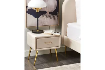 Sängbord Flayat Beige, guld, roséguld - Beige, guld, roséguld - Products - Möbler - Bord & matgrupp - Avlastningsbord & sidobord - Sängbord & nattduksbord