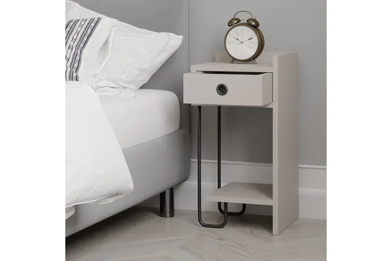 Sirius Sängbord 32x30 cm Ljusbrun - Hanah Home - Products - Möbler - Bord & matgrupp - Avlastningsbord & sidobord - Sängbord & nattduksbord