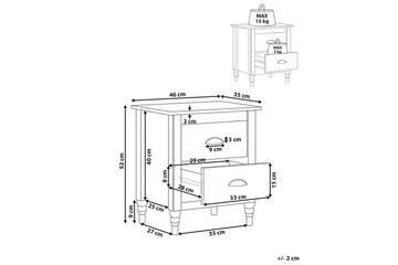 Sängbord Shillington Svart, guld - Svart, guld - Products - Möbler - Bord & matgrupp - Avlastningsbord & sidobord - Sängbord & nattduksbord