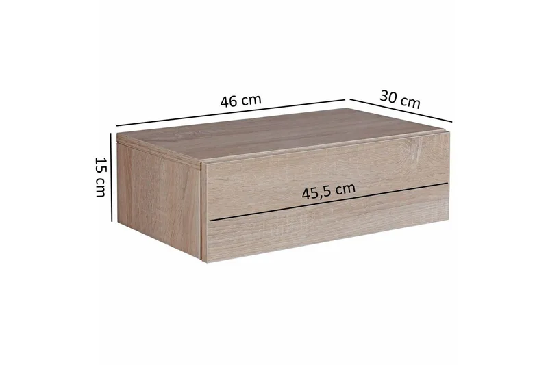 Sängbord Wohnling med låda för väggmontering, svävande utseende Sonoma - Sonoma - Products - Möbler - Bord & matgrupp - Avlastningsbord & sidobord - Sängbord & nattduksbord