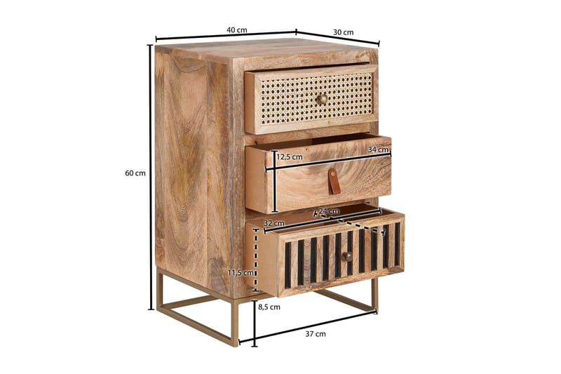 Seddik Sängbord 30 cm Rektangulär - Brun - Products - Möbler - Bord & matgrupp - Avlastningsbord & sidobord - Sängbord & nattduksbord
