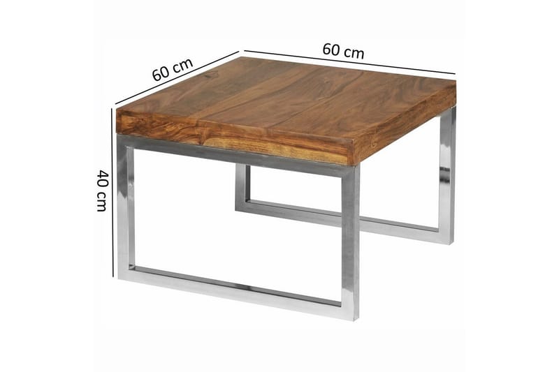 Sido bord Wohnling massivt trä, kvadratisk med metallkromben, herrgårdsstil 60x60 cm - 60x60 cm - Products - Möbler - Bord & matgrupp - Avlastningsbord & sidobord - Brickbord & småbord