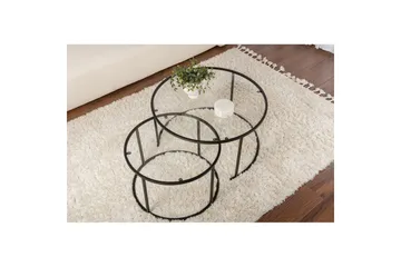 Soffbordset 2 delar Rikiya Svart Transparent - Svart Transparent - Products - Möbler - Bord & matgrupp - Avlastningsbord & sidobord - Satsbord