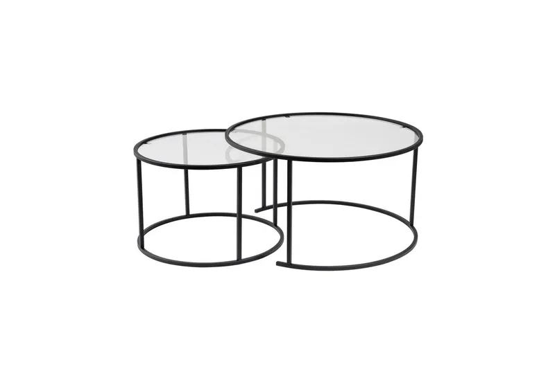 Soffbordset 2 delar Rikiya Svart Transparent, Svart Transparent