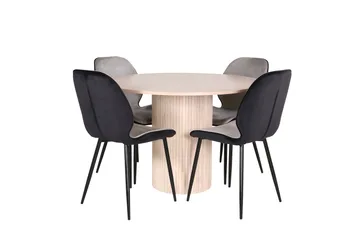 Bianca Matgrupp 110 cm Rund med 4 Emma stolar - Svart - Products - Möbler - Bord & matgrupp - Matgrupp