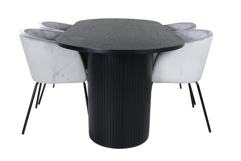 Bianca Matgrupp 200 cm Oval med 4 Berit stolar - Svart - Products - Möbler - Bord & matgrupp - Matgrupp