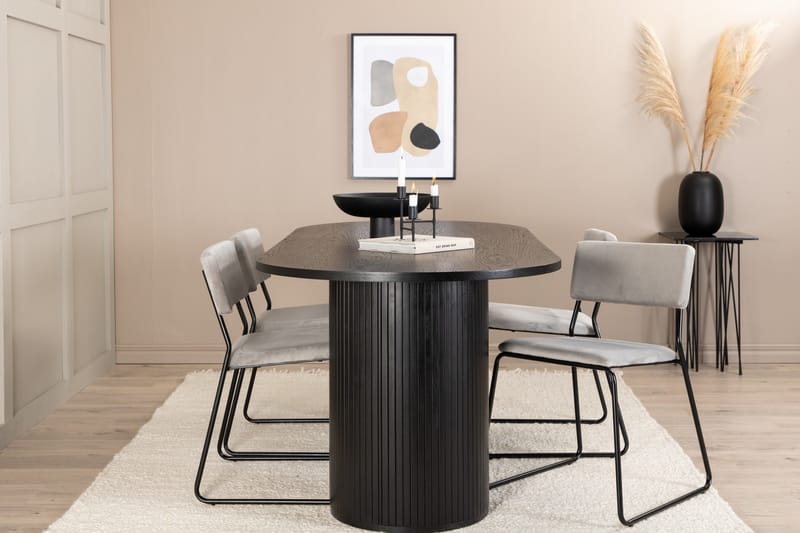 Bianca Matgrupp 200 cm Oval med 4 Kenth stolar - Svart - Products - Möbler - Bord & matgrupp - Matgrupp