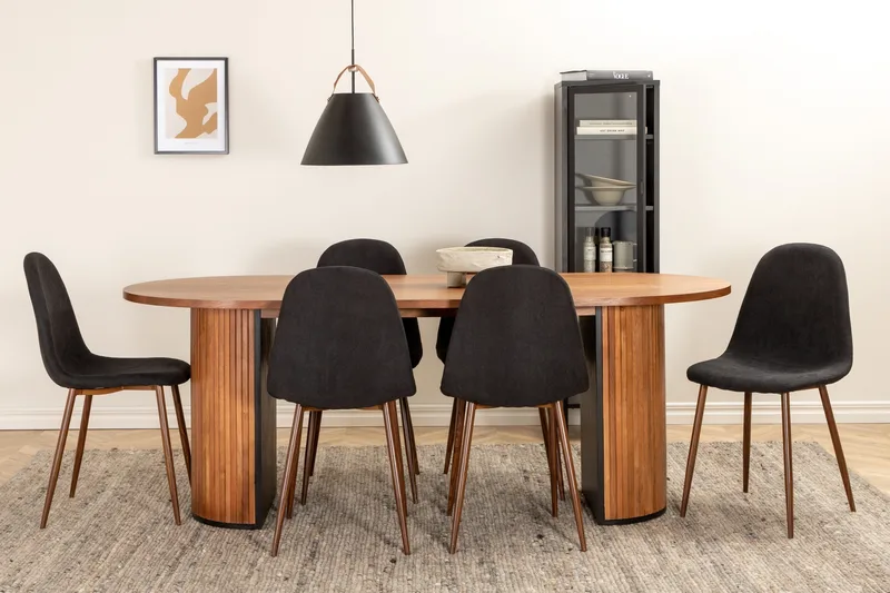 Bianca Matgrupp 200 cm Oval med 6 Polar stolar - Svart - Products - Möbler - Bord & matgrupp - Matgrupp