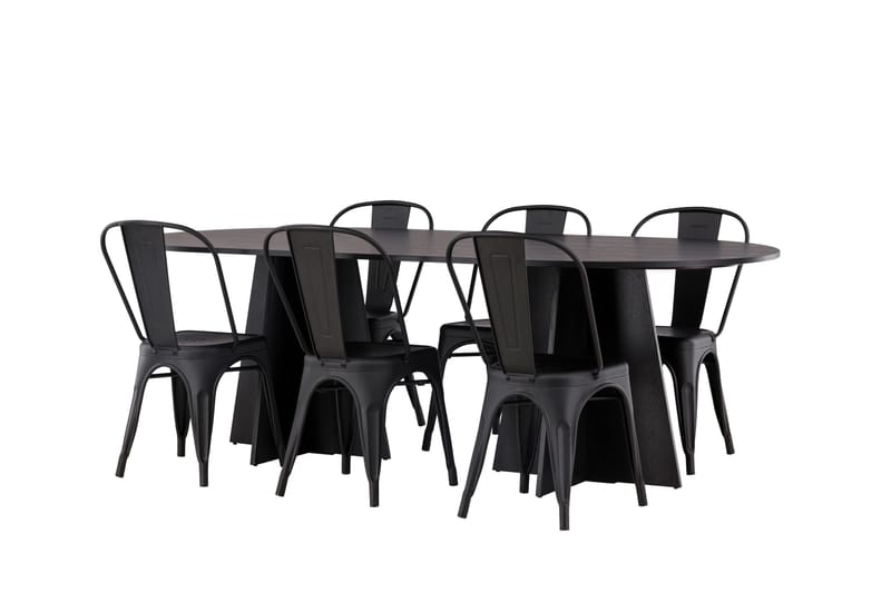 Bootcut Matbord 230x115 cm med 4 Tempe Stolar - Svart - Products - Möbler - Bord & matgrupp - Matbord & köksbord