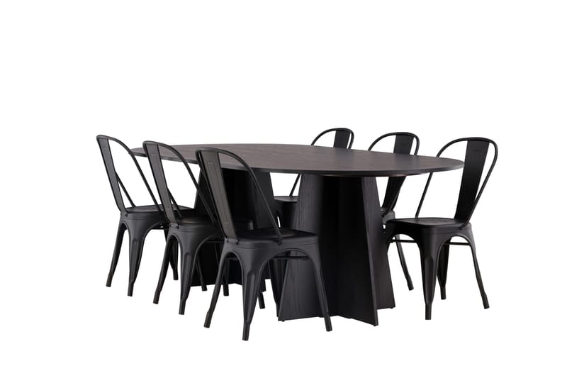 Bootcut Matbord 230x115 cm med 4 Tempe Stolar - Svart - Products - Möbler - Bord & matgrupp - Matbord & köksbord