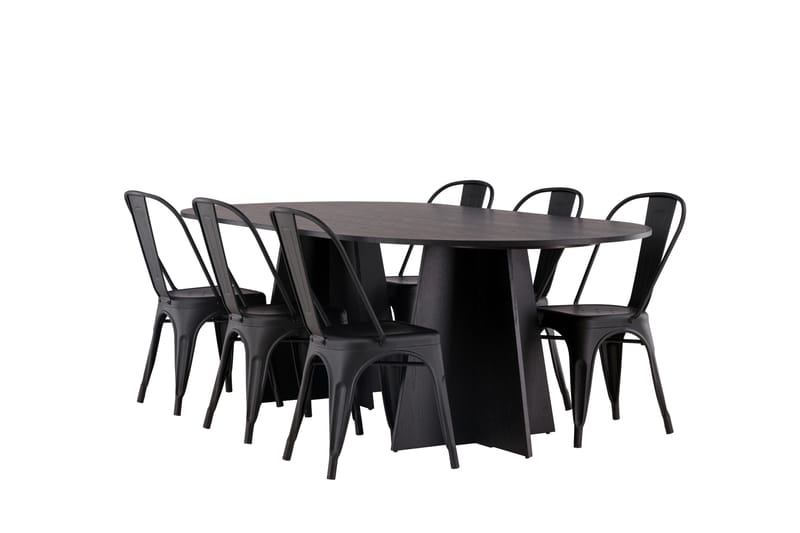 Bootcut Matbord 230x115 cm med 4 Tempe Stolar - Svart - Products - Möbler - Bord & matgrupp - Matbord & köksbord