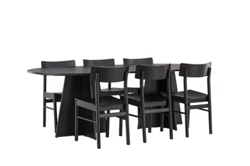 Bootcut Matgrupp + 6 stolar - Svart - Products - Möbler - Bord & matgrupp - Matgrupp