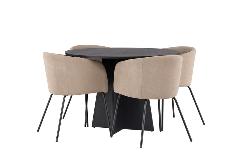 Bootcut Matgrupp 110 cm Rund med 4 Berit stolar - Beige - Products - Möbler - Bord & matgrupp - Matgrupp