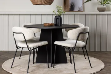 Bootcut Matgrupp 110 cm Rund med 4 Chico Stolar - Svart - Products - Möbler - Bord & matgrupp - Matgrupp