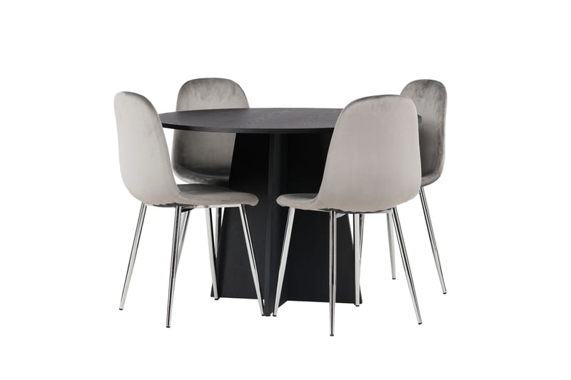 Bootcut Matgrupp 110 cm Rund med 4 Eva stolar - Svart - Products - Möbler - Bord & matgrupp - Matgrupp
