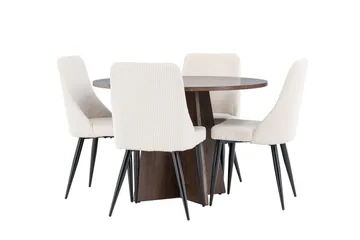 Bootcut Matgrupp 110 cm Rund med 4 Leone stolar - Mocca/Beige - Products - Möbler - Bord & matgrupp - Matgrupp