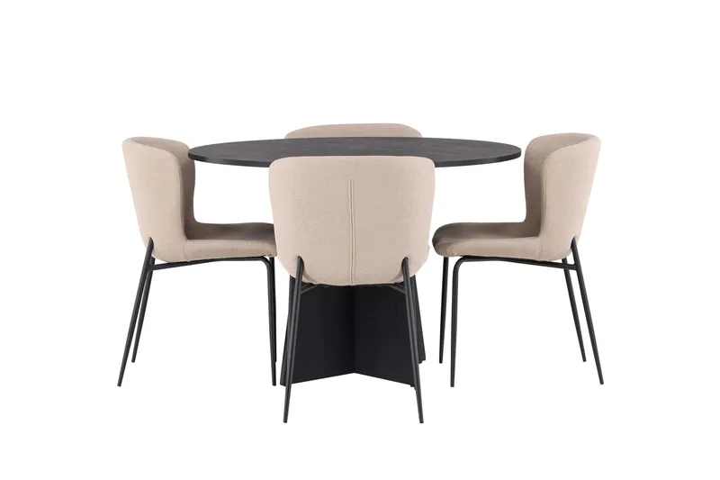 Bootcut Matgrupp 110 cm Rund med 4 Modesto stolar - Svart - Products - Möbler - Bord & matgrupp - Matgrupp