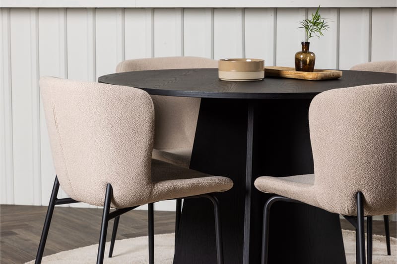 Bootcut Matgrupp 110 cm Rund med 4 Modesto stolar - Svart - Products - Möbler - Bord & matgrupp - Matgrupp