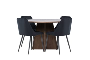 Bootcut Matgrupp 110 cm Rund med 4 Night stolar - Mocca/Svart - Products - Möbler - Bord & matgrupp - Matgrupp
