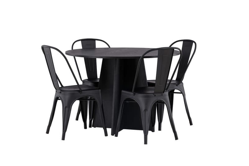 Bootcut Matgrupp 110 cm Rund med 4 Tempe Stolar - Svart - Products - Möbler - Bord & matgrupp - Matgrupp