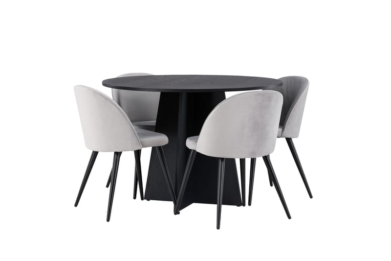 Bootcut Matgrupp 110 cm Rund med 4 Velvet stolar - Svart - Products - Möbler - Bord & matgrupp - Matgrupp