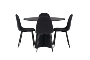 Bootcut Matgrupp 110 cm Rund med 4 Polar stolar - Svart - Products - Möbler - Bord & matgrupp - Matgrupp