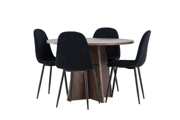 Bootcut Matgrupp 110 cm Rund med 4 Polar stolar - Mocca/Svart - Products - Möbler - Bord & matgrupp - Matgrupp