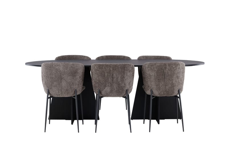 Bootcut Matgrupp 230 cm Oval med 6 Modesto stolar, Svart