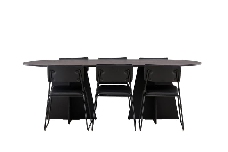 Bootcut Matgrupp 230 cm Rektangulär med 6 Kenth Stolar - Svart - Products - Möbler - Bord & matgrupp - Matgrupp