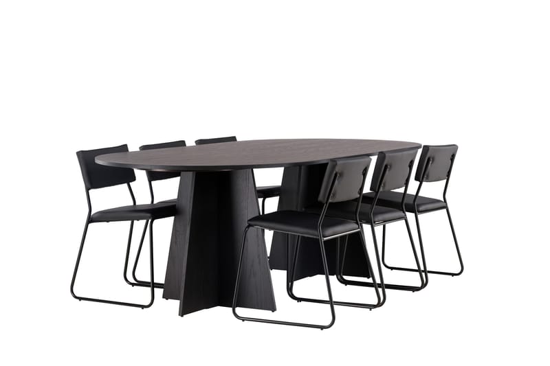 Bootcut Matgrupp 230 cm Rektangulär med 6 Kenth Stolar - Svart - Products - Möbler - Bord & matgrupp - Matgrupp