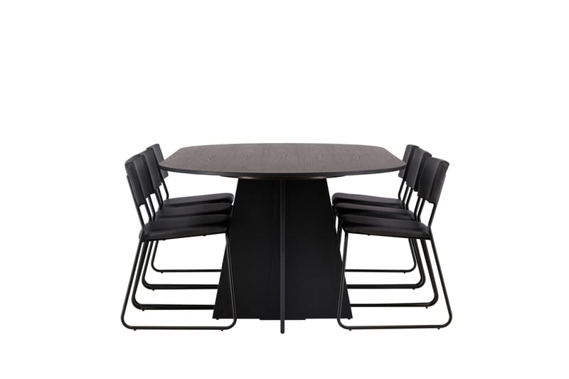 Bootcut Matgrupp 230 cm Rektangulär med 6 Kenth Stolar - Svart - Products - Möbler - Bord & matgrupp - Matgrupp
