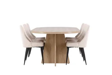 Bootcut Matgrupp 230 cm Rektangulär med 6 Leone stolar - Whitewash/Beige - Products - Möbler - Bord & matgrupp - Matgrupp